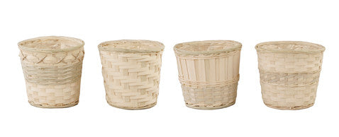 7" Whitewash Bamboo Planter Basket-Wald Imports