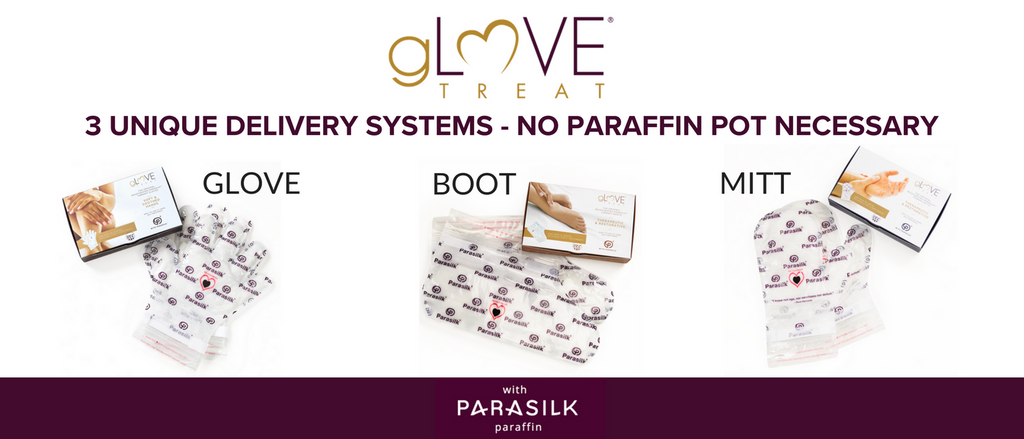 3 unique delivery systems no paraffin pot necessary by gLOVE Treat with Parasilk Paraffin Wax