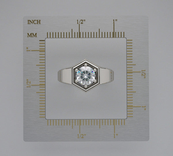 HEXAGONAL SOLITAIRE ENGAGEMENT RING SETTING UNISEX