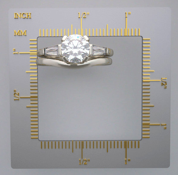 FEMININE TRADITIONAL BAGUETTE DIAMOND BRIDAL RING SETTING SET
