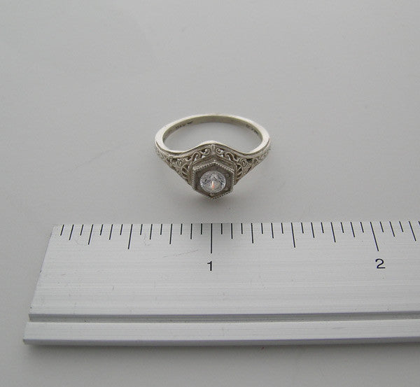 FEMININE ART DECO ANTIQUE STYLE LACEY FILIGREE RING SETTING FOR YOUR STONE