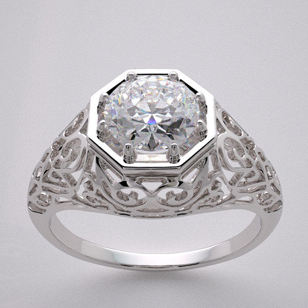 Antique Style Ring Setting for a round gemstone measuring 6.00 mm