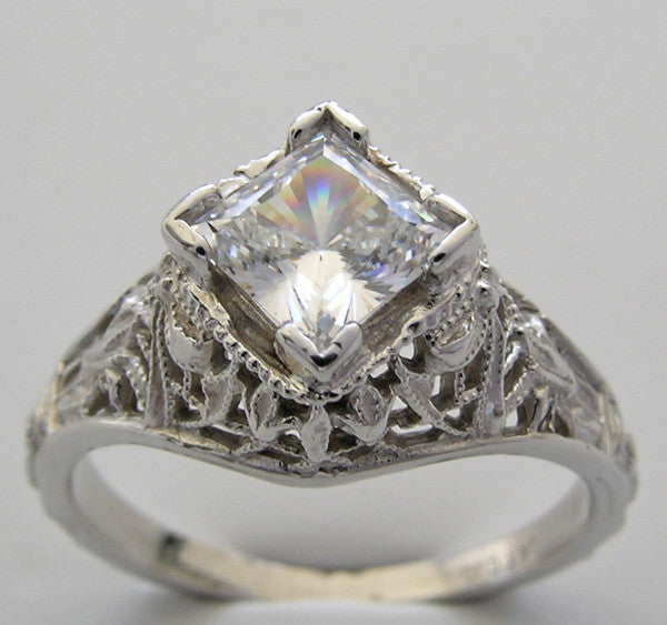 Princess Cut 5.5 mm Art Deco Filigree Setting