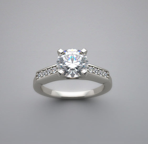 Classic Diamond Engagement Ring Setting shown for a 6.5mm or a 1 Carat Round Diamond
