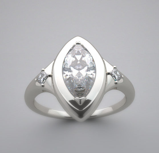 Marquise Shape ring setting with Princess cut diamonds