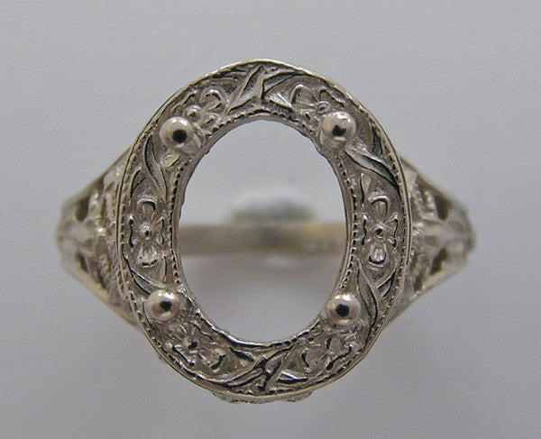 14K ANTIQUE ART DECO VINTAGE STYLE FILIGREE ENGAGEMENT RING SETTING