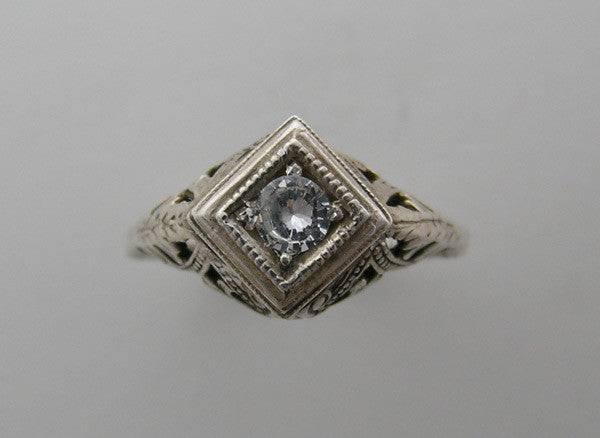 DIAMOND SHAPE 14K GOLD OLD WORLD ART DECO ANTIQUE VINTAGE FILIGREE RING SETTING