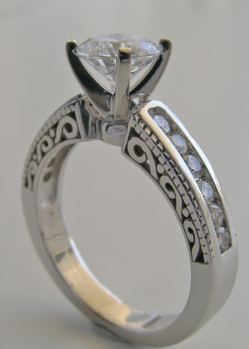 PRETTY DIAMOND DETAIL ACCENT ENGAGEMENT RING SETTING WITH PIERCED WORK