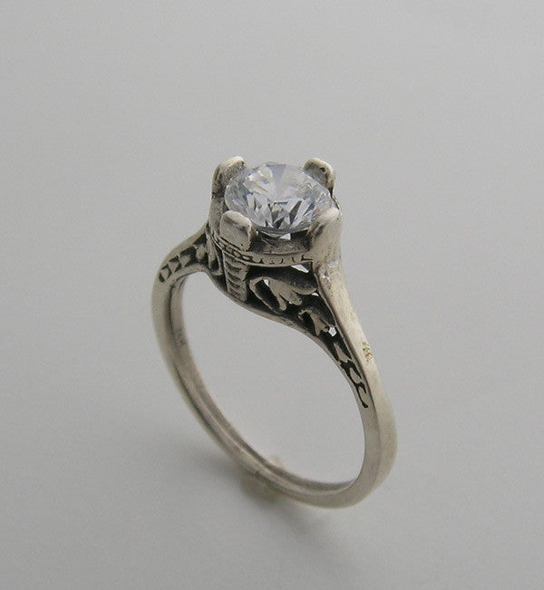 FEMININE VINTAGE ANTIQUE ART DECO STYLE FILIGREE GOLD RING
