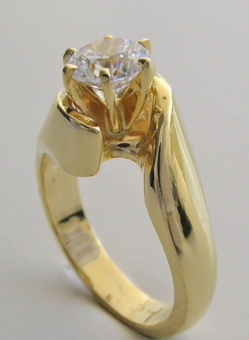 GOLD ENGAGEMENT RING SETTING SOLITAIRE SWIRL DESIGN