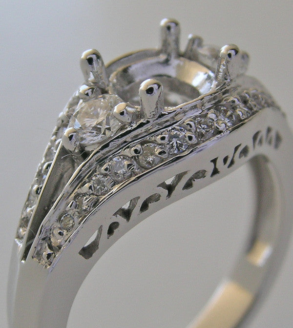 GOLD TIMELESS ENGAGEMENT RING SETTING WITH DIAMOND ACCENTS