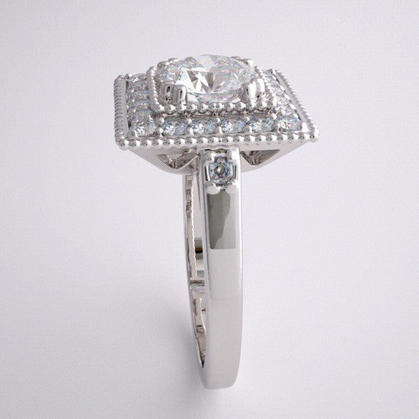 HEIRLOOM STYLE ENGAGEMENT RING SETTING DIAMOND ACCENTED DECO STYLE
