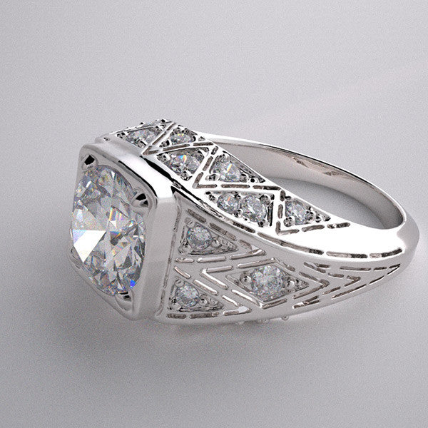 ENGAGEMENT RING SETTING BEAUTIFUL ART DECO ANTIQUE STYLE WITH DIAMOND ACCENTS