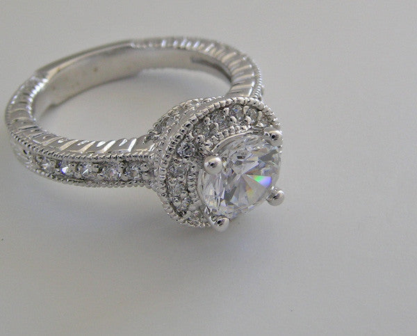 DIAMOND HALO ACCENT ENGAGEMENT RING SETTING
