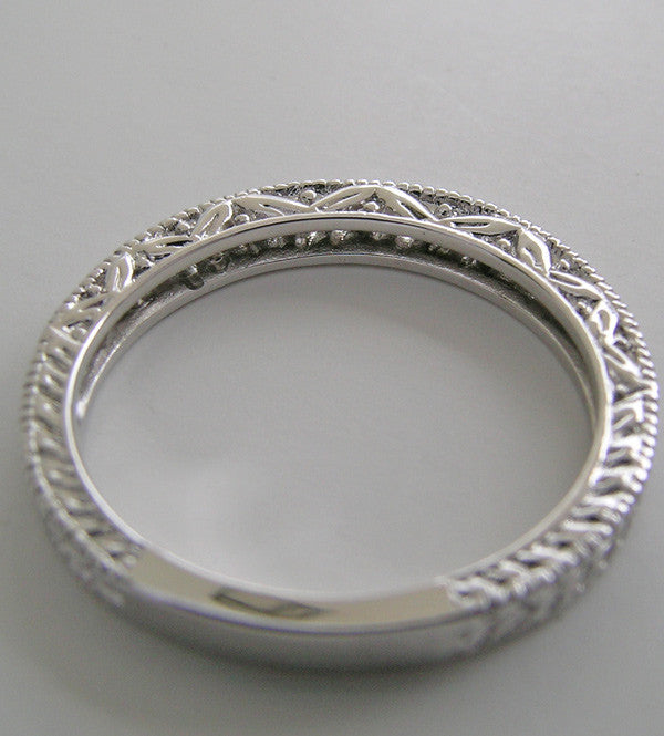 FEMININE MIL GRAIN DIAMOND ENGRAVED WEDDING ANNIVERSARY RING BAND
