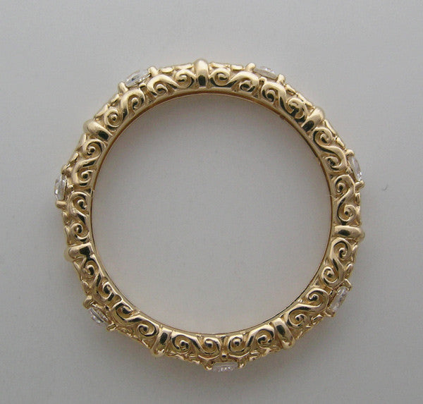 UNUSUAL YELLOW GOLD DIAMOND RING BAND