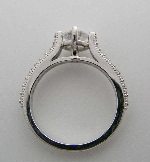 INTERESTING FOUR PRONG DIAMOND DETAILED ENGAGEMENT RING SETTING