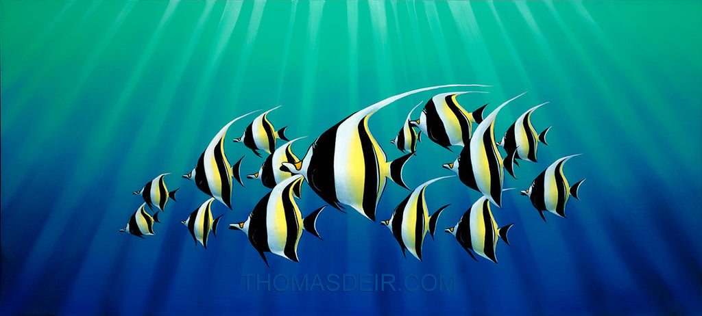 Moorish Idols Tropical Fish Painting by Hawaii Artist