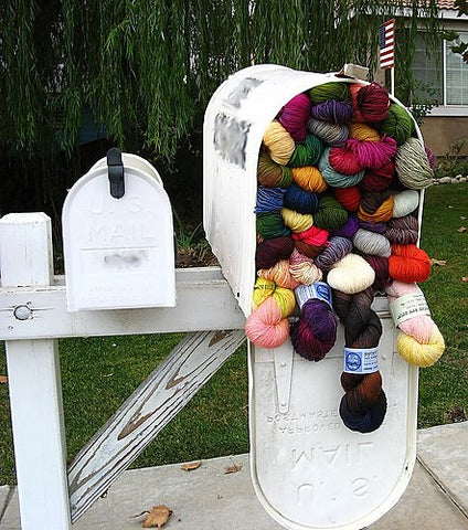 mailbox full of yarn