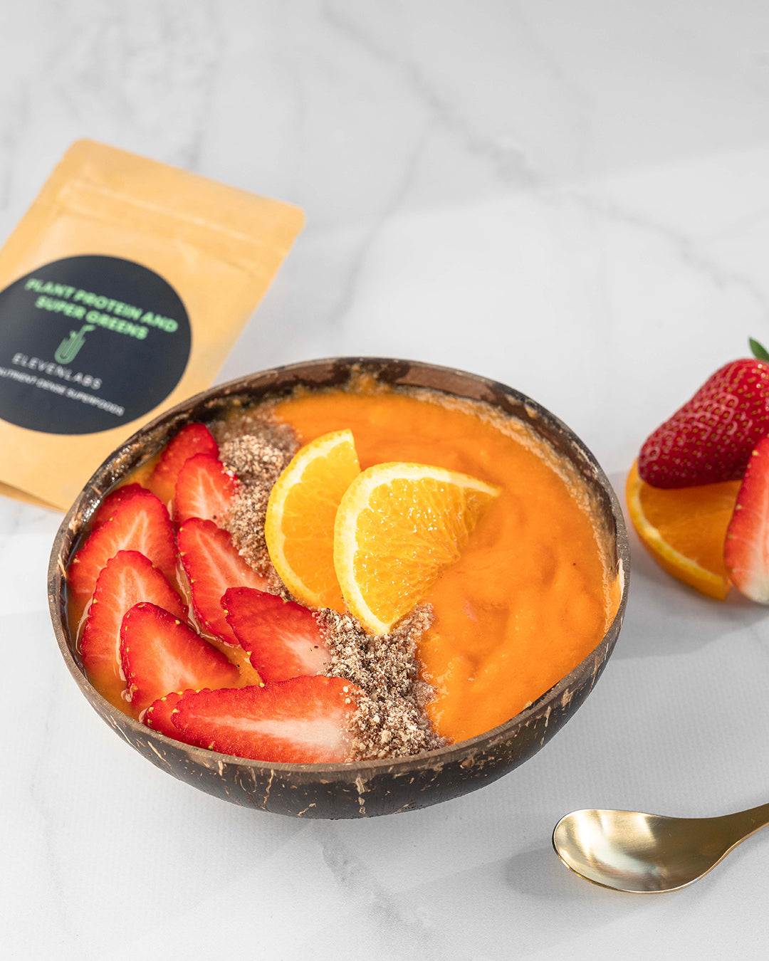 elevenlabs orange mango zucchini vitamin c smoothie bowl