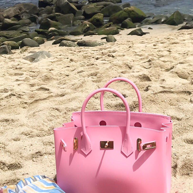 pink vegan handbag