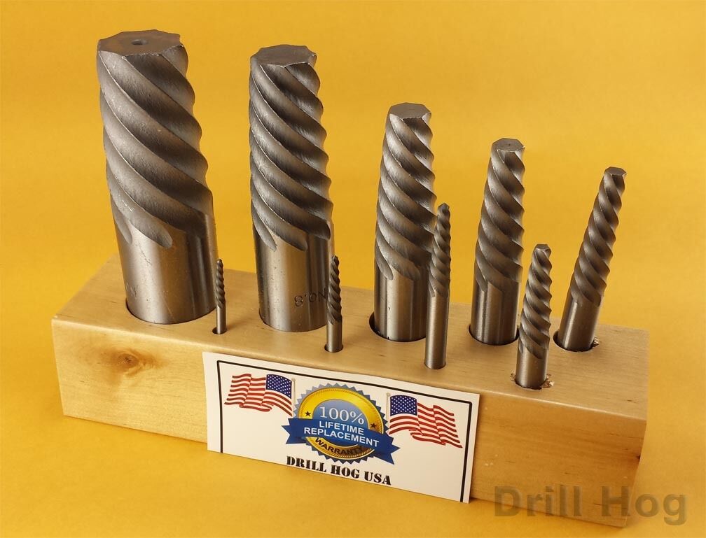 Drill Hog USA Spiral Easy Outs Set Round Screw Extractor Lifetime Warr