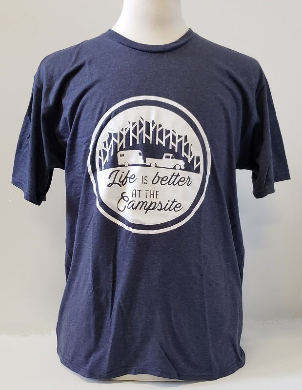 Camco Life is Better at the Campsite T-Shirt Navy BOGO