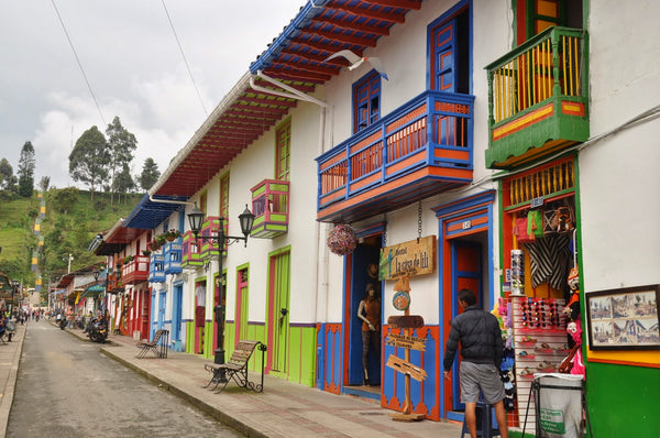 Colorful doorways in Salento, Colombia