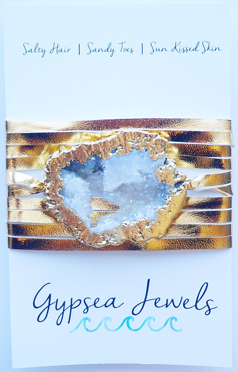 White On Gold Wrap Bracelet