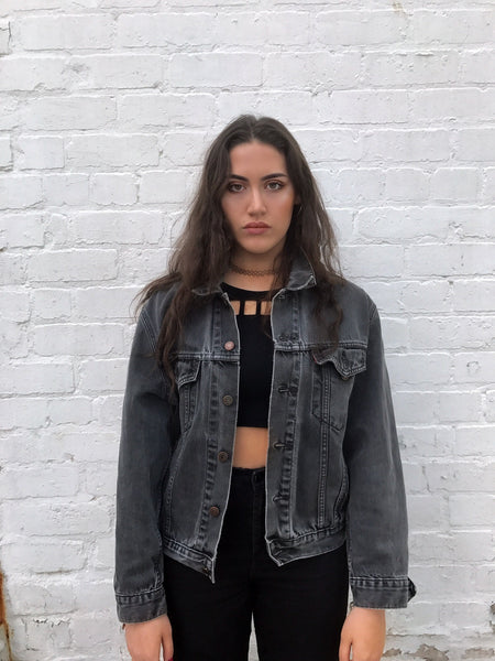 levi's oversized black denim jacket