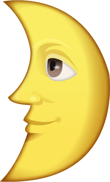 Download First Quarter Moon With Face Emoji Image in PNG | Emoji Island