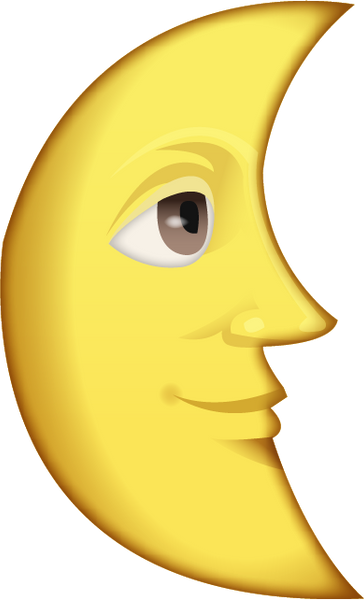 Download Last Quarter Moon With Face Emoji Image in PNG | Emoji Island