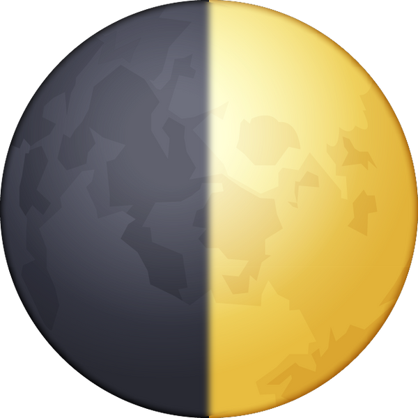 Download First Quarter Moon Emoji Image in PNG | Emoji Island
