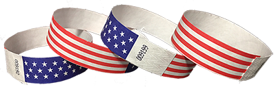 Tyvek wristbands with American Flag