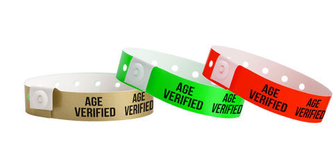 plastic bands with age verified, these are great for nightclubs and bars.