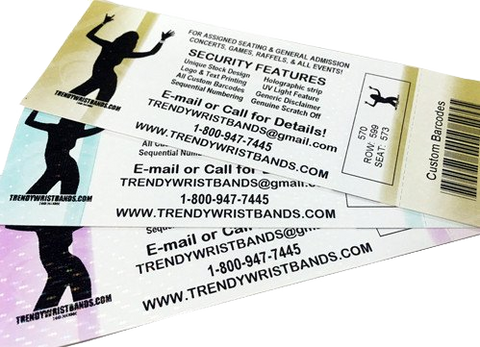 Thermal Tickets custom print available. Thermal is through out the ticket for extra security.