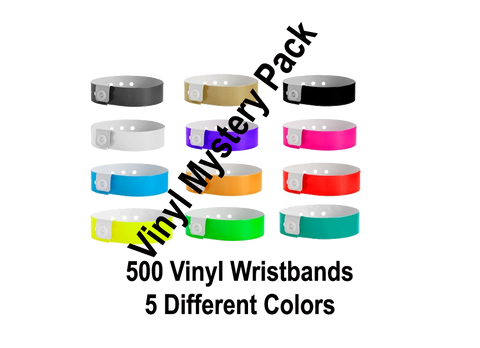 vinyl wristbands pack with 5 colors.