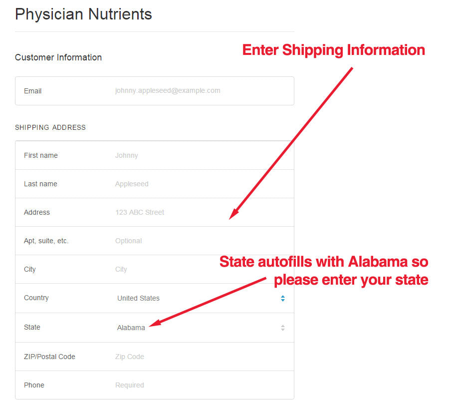 Enter Shipping Information