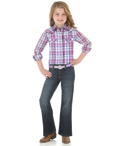 Girl's Plaid Long Sleeve Western Shirt