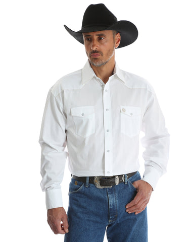 Mens George Strait Troubadour Western Shirt - White