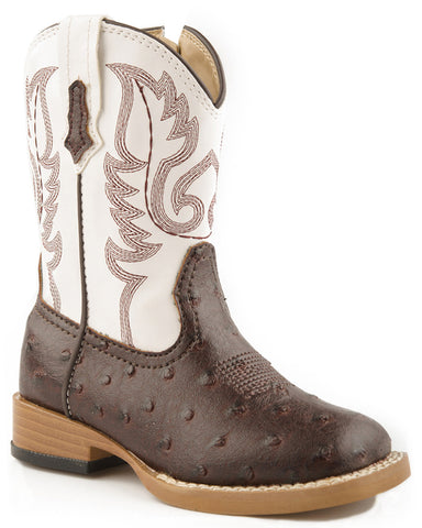 Toddlers Faux Ostrich Boots - Brown