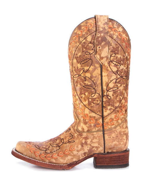 Women's Straw Embroidered Western Boots 