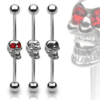 Skull Industrial Piercing 316L Barbell 