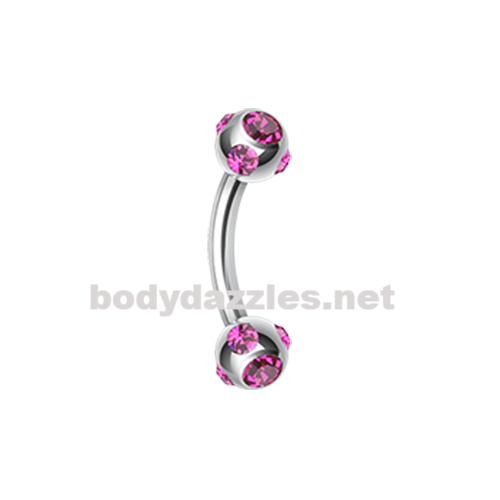 Purple Gem Ball Curved Barbell Eyebrow Ring Rook Daith Ring 16ga Body Bodydazzles