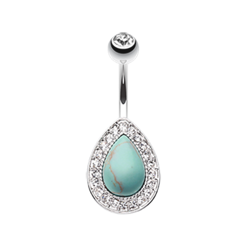 Avice Turquoise Multi Gem Belly Button Ring Navel Ring Body Jewelry Bodydazzles