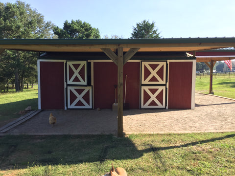 barn stalls with Lighthoof in front