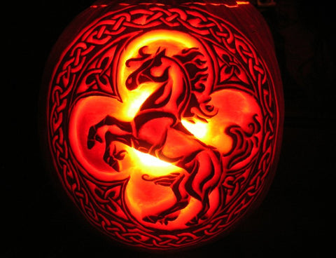 Celtic Fire Horse Pumpkin Carving for Halloween