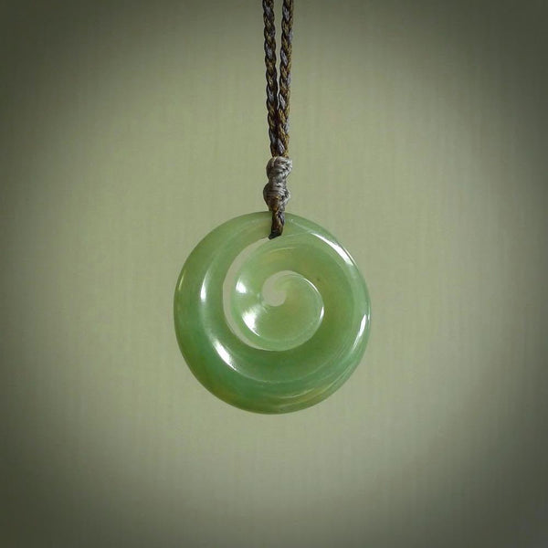 New Zealand Inanga jade koru pendant.