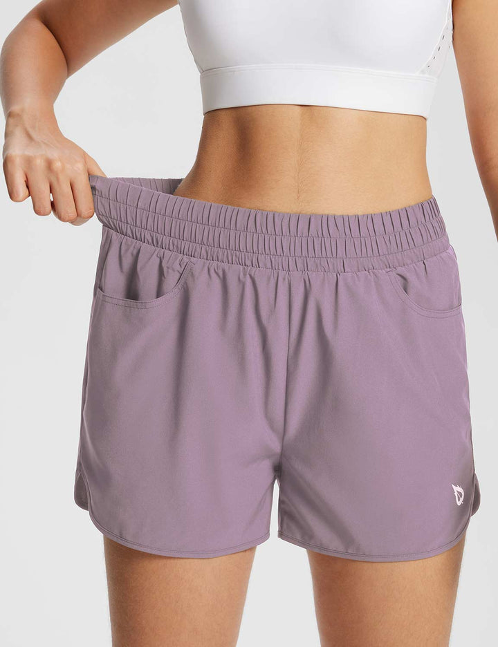 Baleaf Women's Split-leg Lightweight Pocketed Running Shorts Very Grape Details