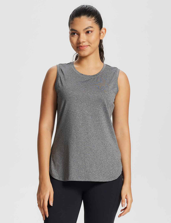 Baleaf Women's High Neck Side Slit Workout Tank Top Heather Gray Main